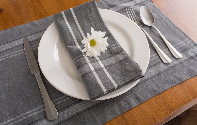 DII French Stripe Tabletop Collection Farmhouse Style Dining Table Linen Napkin Set, 20x20, Gray Chambray, 6 Piece - Image 5
